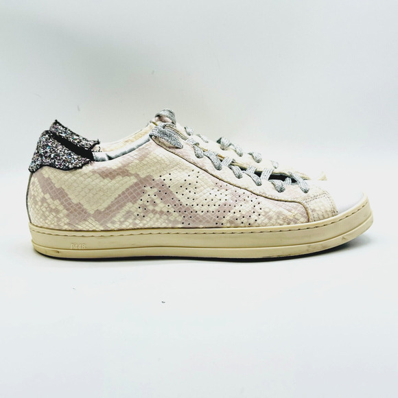 P448 Shoes Womens 41 US 10.5 John Sunset Glitter Pink Snake Print Sneakers - Picture 1 of 13